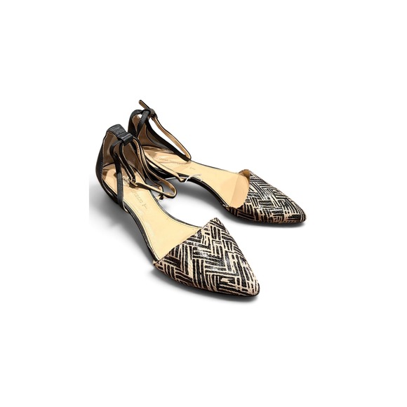 Banana Republic Shoes - Banana Republic D'Orsay Flats Size 7 Ankle Strap Black White Snakeskin Leather